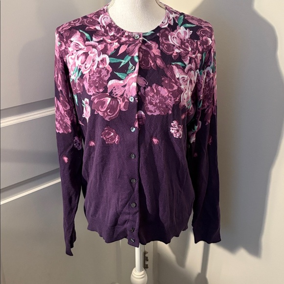 Karen Scott Purple Floral Sweater - Picture 1 of 6